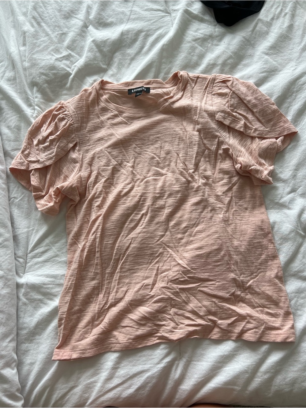 Express Women's Blush Pink Short Sleeve Ruffle Tee